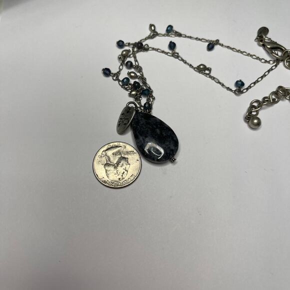 Chico's beaded pendant necklace signed costume jewelry silver tone oriental - Picture 7 of 15